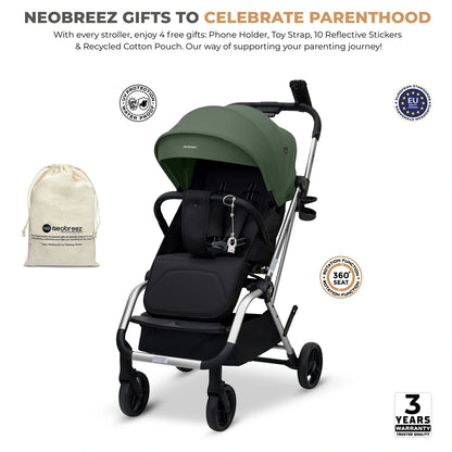Neobreez Octa 360 Degree Reversible Stroller Compact Travel Stroller (Green/Black)