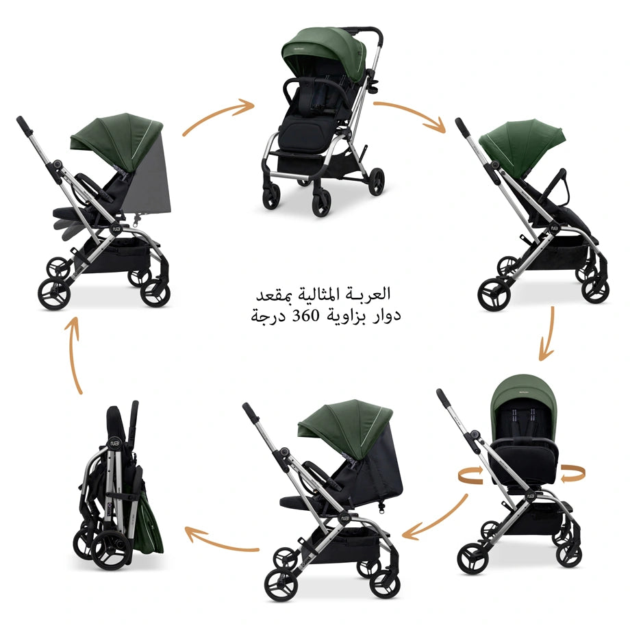 Neobreez Octa 360 Degree Reversible Stroller Compact Travel Stroller (Green/Black)