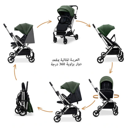Neobreez Octa 360 Degree Reversible Stroller Compact Travel Stroller (Green/Black)