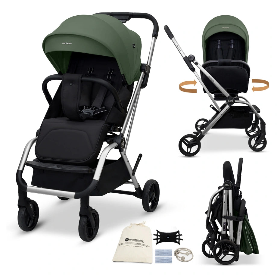 Neobreez Octa 360 Degree Reversible Stroller Compact Travel Stroller (Green/Black)