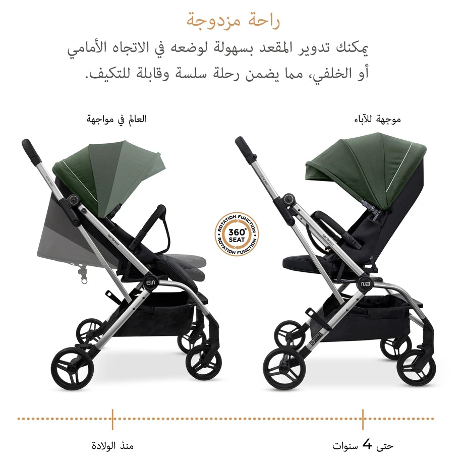 Neobreez Octa 360 Degree Reversible Stroller Compact Travel Stroller (Green/Black)