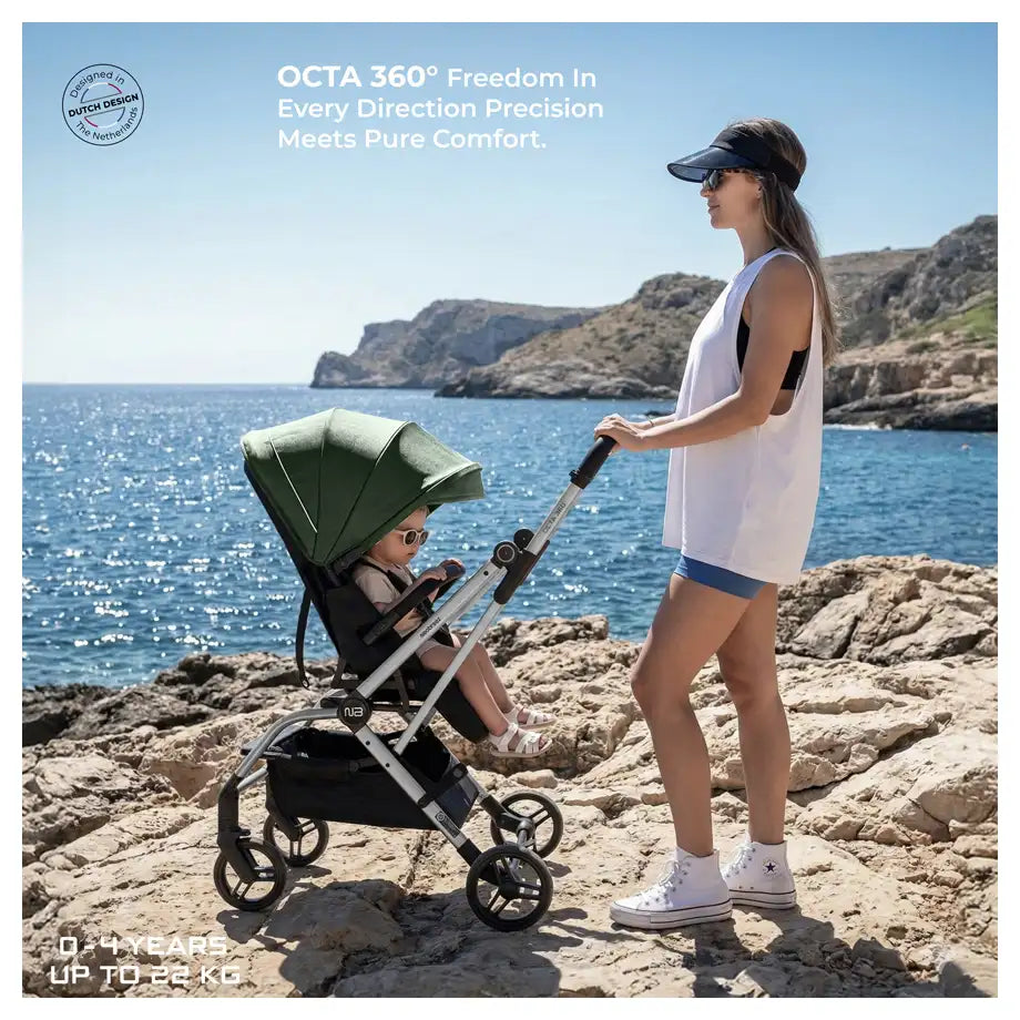 Neobreez Octa 360 Degree Reversible Stroller Compact Travel Stroller (Green/Black)