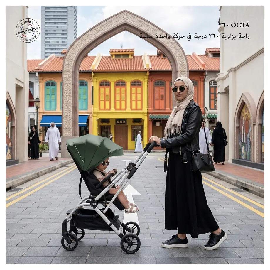 Neobreez Octa 360 Degree Reversible Stroller Compact Travel Stroller (Green/Black)