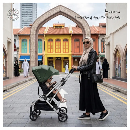 Neobreez Octa 360 Degree Reversible Stroller Compact Travel Stroller (Green/Black)