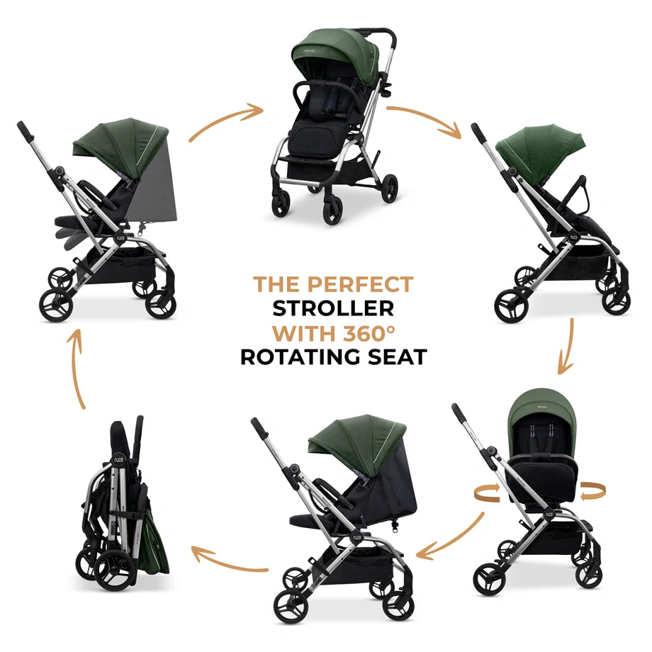 Neobreez Octa 360 Degree Reversible Stroller Compact Travel Stroller (Green/Black)