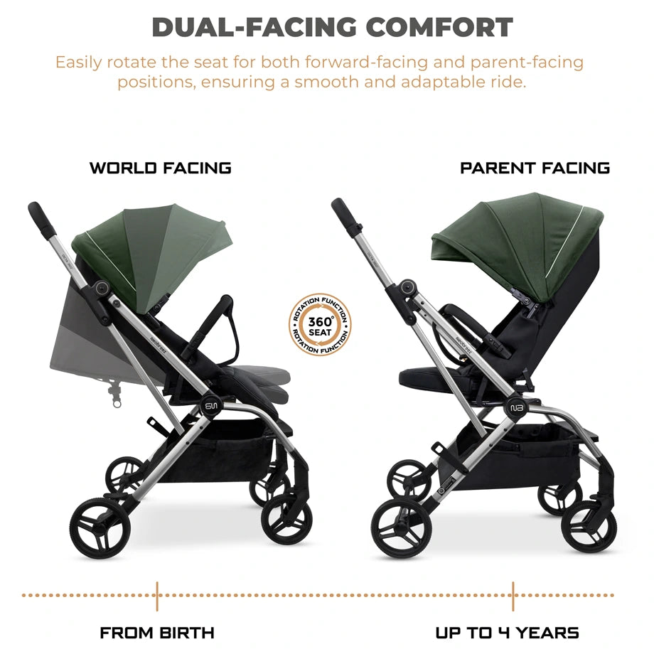 Neobreez Octa 360 Degree Reversible Stroller Compact Travel Stroller (Green/Black)