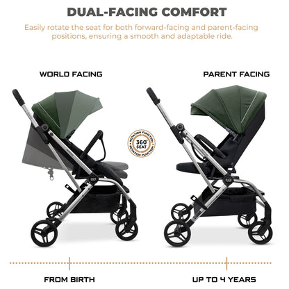 Neobreez Octa 360 Degree Reversible Stroller Compact Travel Stroller (Green/Black)