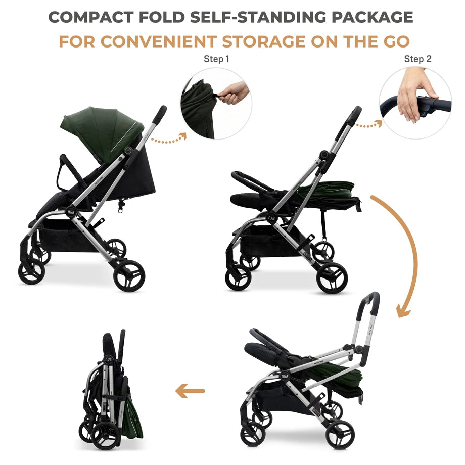 Neobreez Octa 360 Degree Reversible Stroller Compact Travel Stroller (Green/Black)