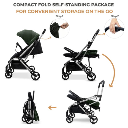Neobreez Octa 360 Degree Reversible Stroller Compact Travel Stroller (Green/Black)