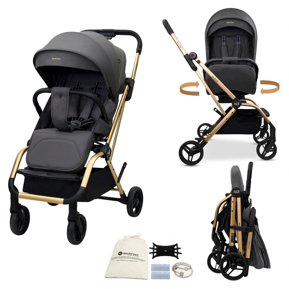 Neobreez Octa 360 Degree Reversible Stroller Travel Stroller (Grey)