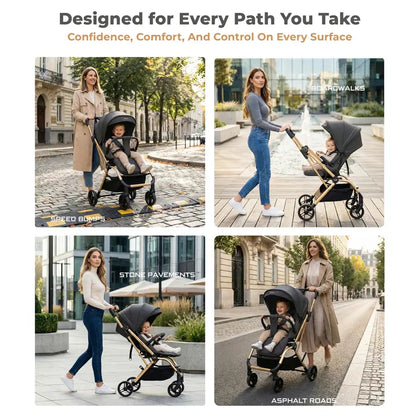 Neobreez Octa 360 Degree Reversible Stroller Travel Stroller (Grey)