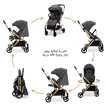 Neobreez Octa 360 Degree Reversible Stroller Travel Stroller (Grey)