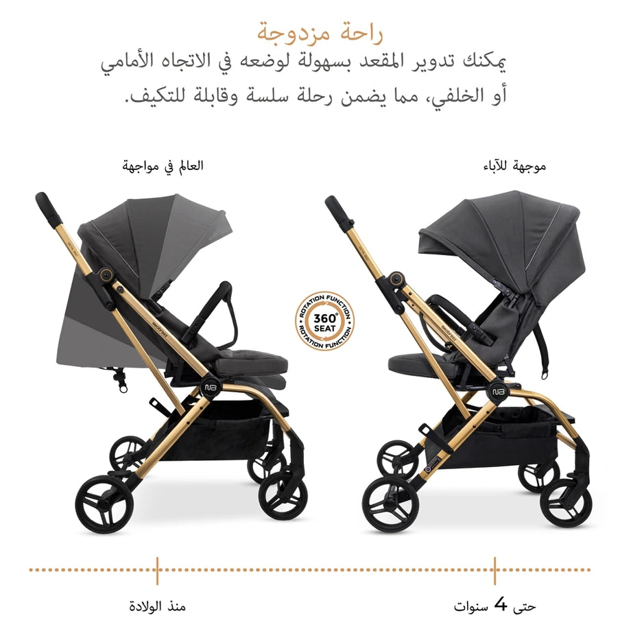 Neobreez Octa 360 Degree Reversible Stroller Travel Stroller (Grey)