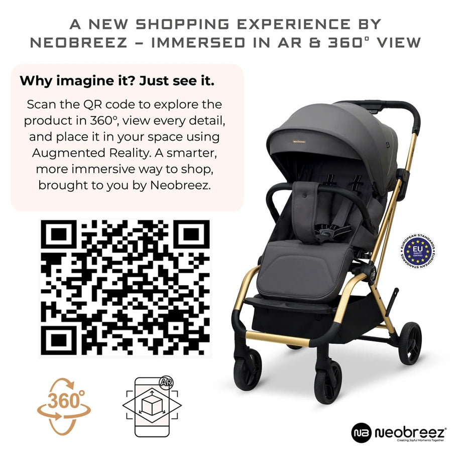 Neobreez Octa 360 Degree Reversible Stroller Travel Stroller (Grey)