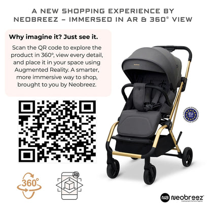 Neobreez Octa 360 Degree Reversible Stroller Travel Stroller (Grey)