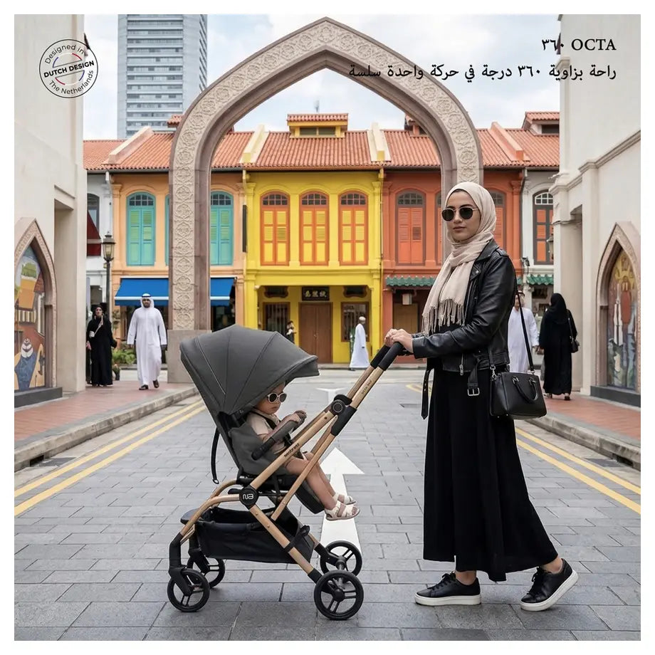 Neobreez Octa 360 Degree Reversible Stroller Travel Stroller (Grey)
