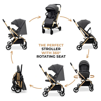 Neobreez Octa 360 Degree Reversible Stroller Travel Stroller (Grey)