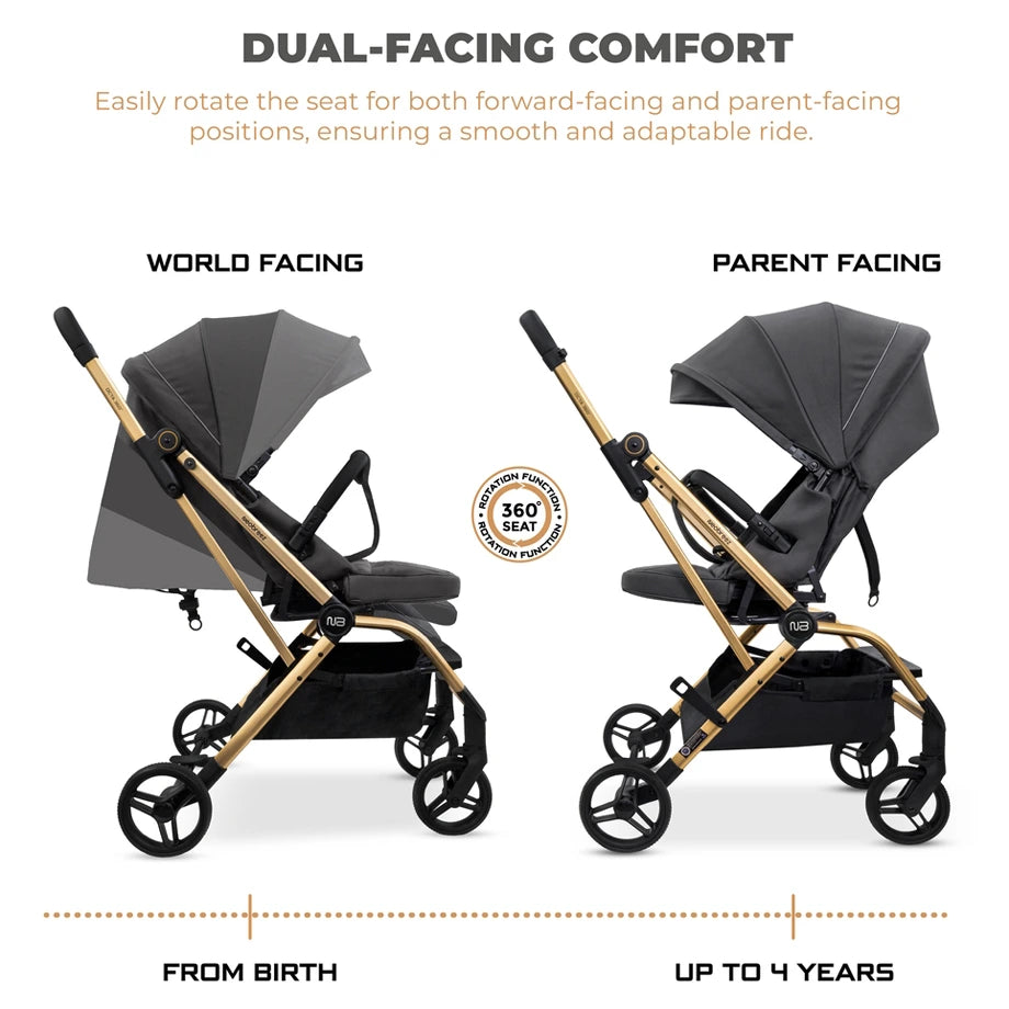 Neobreez Octa 360 Degree Reversible Stroller Travel Stroller (Grey)