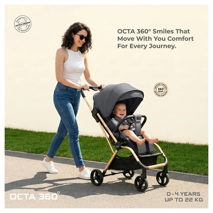 Neobreez Octa 360 Degree Reversible Stroller Compact Travel Stroller (Grey)
