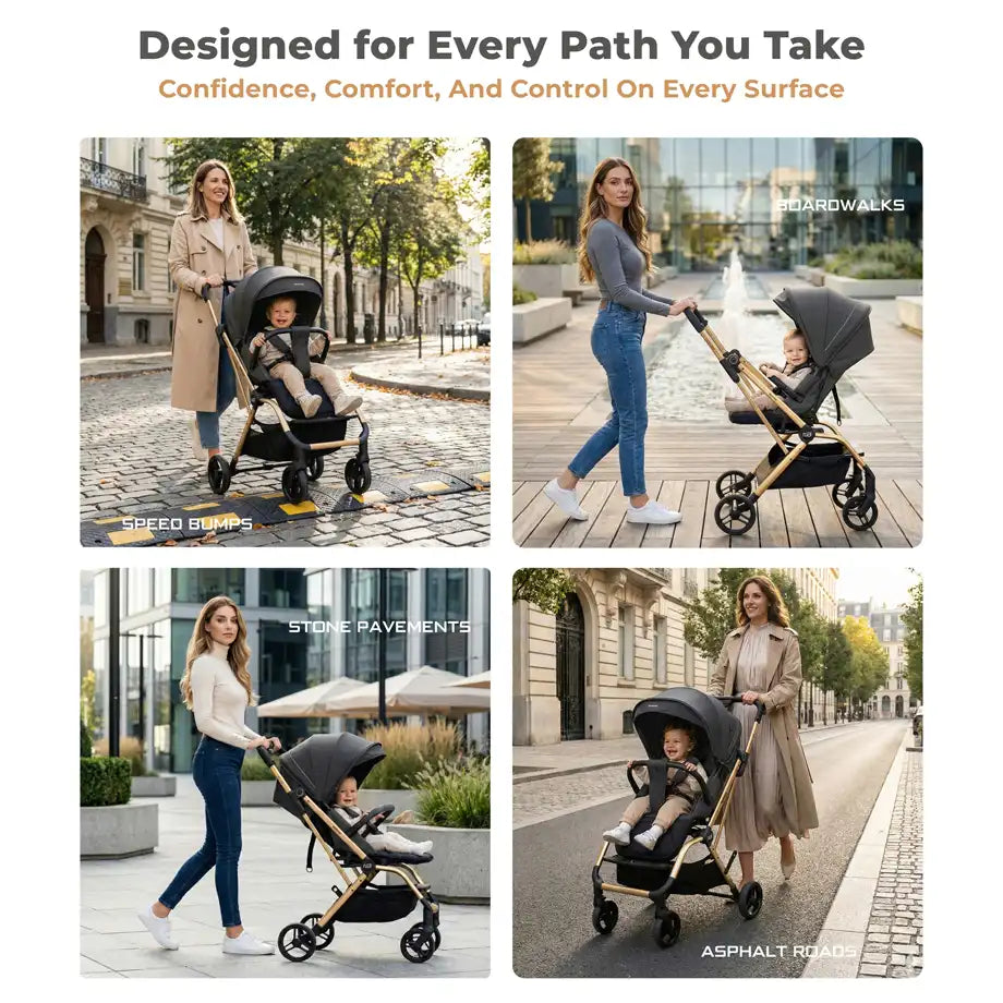 Neobreez Octa 360 Degree Reversible Stroller Compact Travel Stroller (Grey)