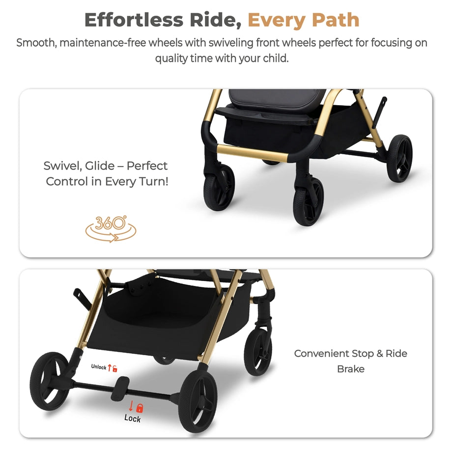 Neobreez Octa 360 Degree Reversible Stroller Compact Travel Stroller (Grey)