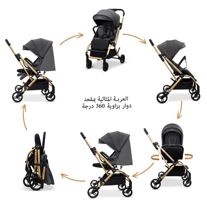 Neobreez Octa 360 Degree Reversible Stroller Compact Travel Stroller (Grey)