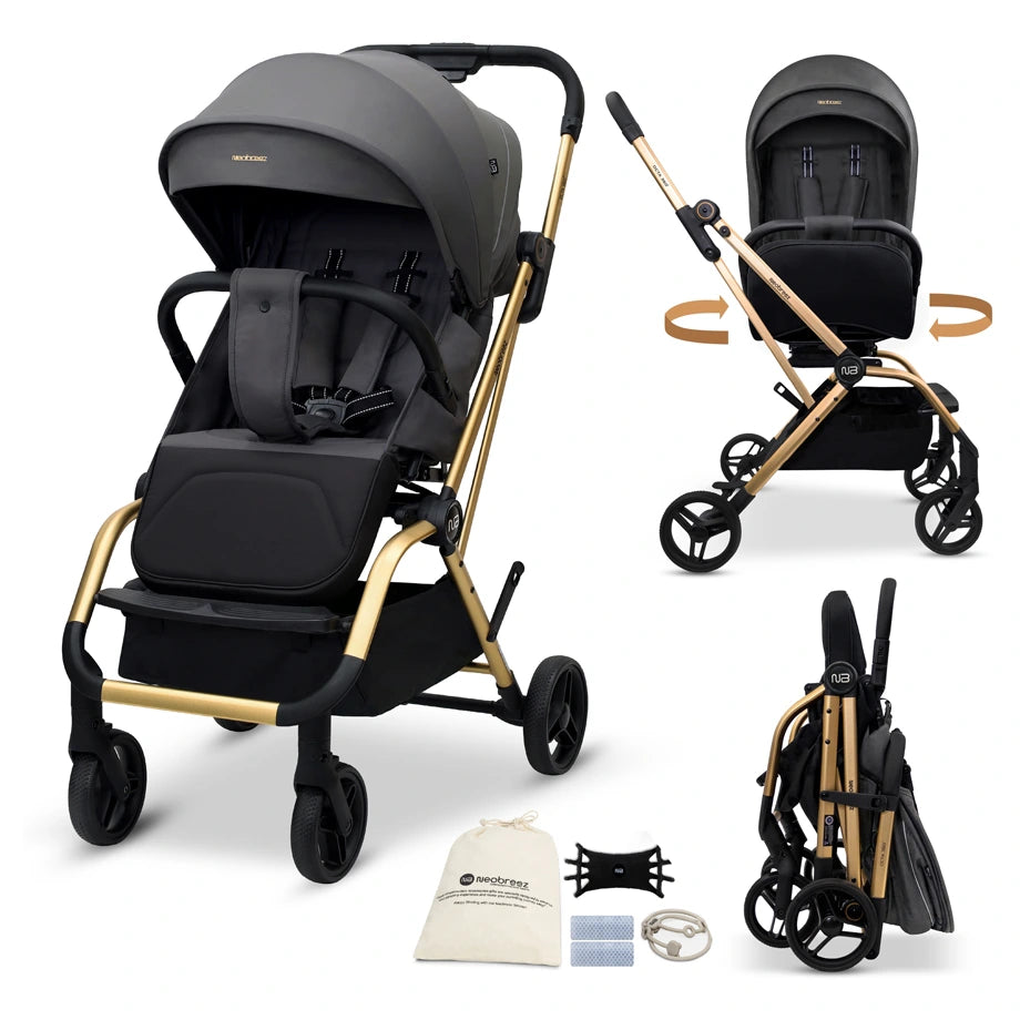 Neobreez Octa 360 Degree Reversible Stroller Compact Travel Stroller (Grey)