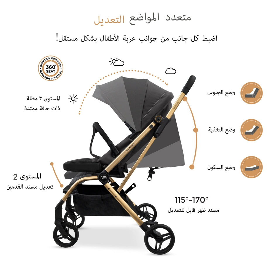 Neobreez Octa 360 Degree Reversible Stroller Compact Travel Stroller (Grey)
