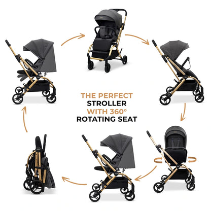 Neobreez Octa 360 Degree Reversible Stroller Compact Travel Stroller (Grey)