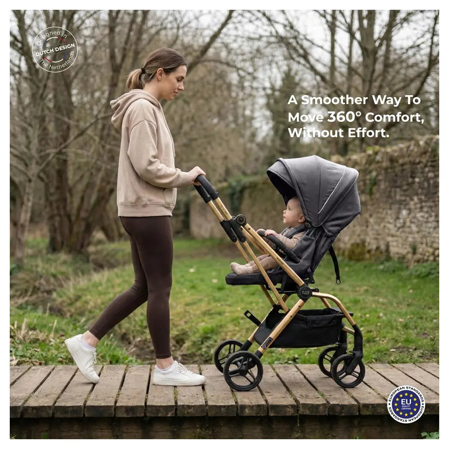 Neobreez Octa 360 Degree Reversible Stroller Compact Travel Stroller (Grey)
