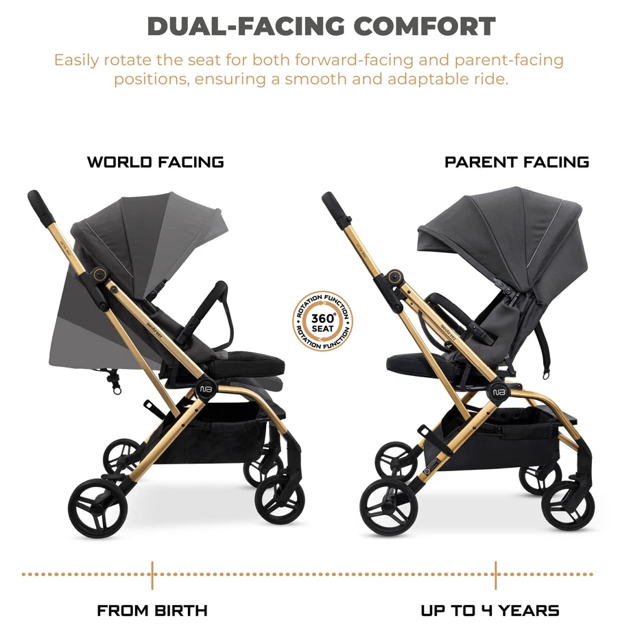 Neobreez Octa 360 Degree Reversible Stroller Compact Travel Stroller (Grey)