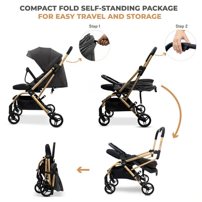 Neobreez Octa 360 Degree Reversible Stroller Compact Travel Stroller (Grey)