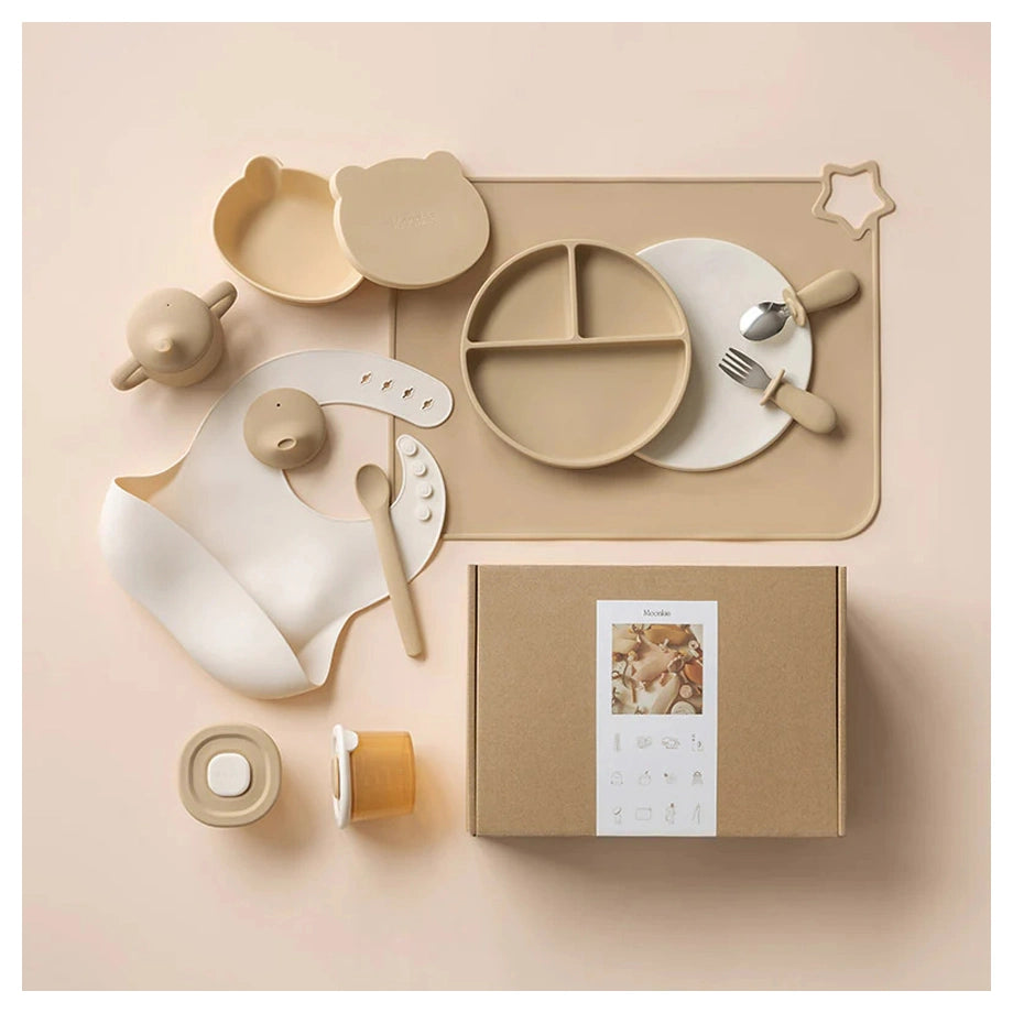Moonkie Standard First Bites Gift Set (Croissant/Ivory)