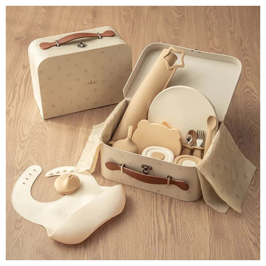 Moonkie Luxe First Bites Gift Set (Croissant/Ivory)