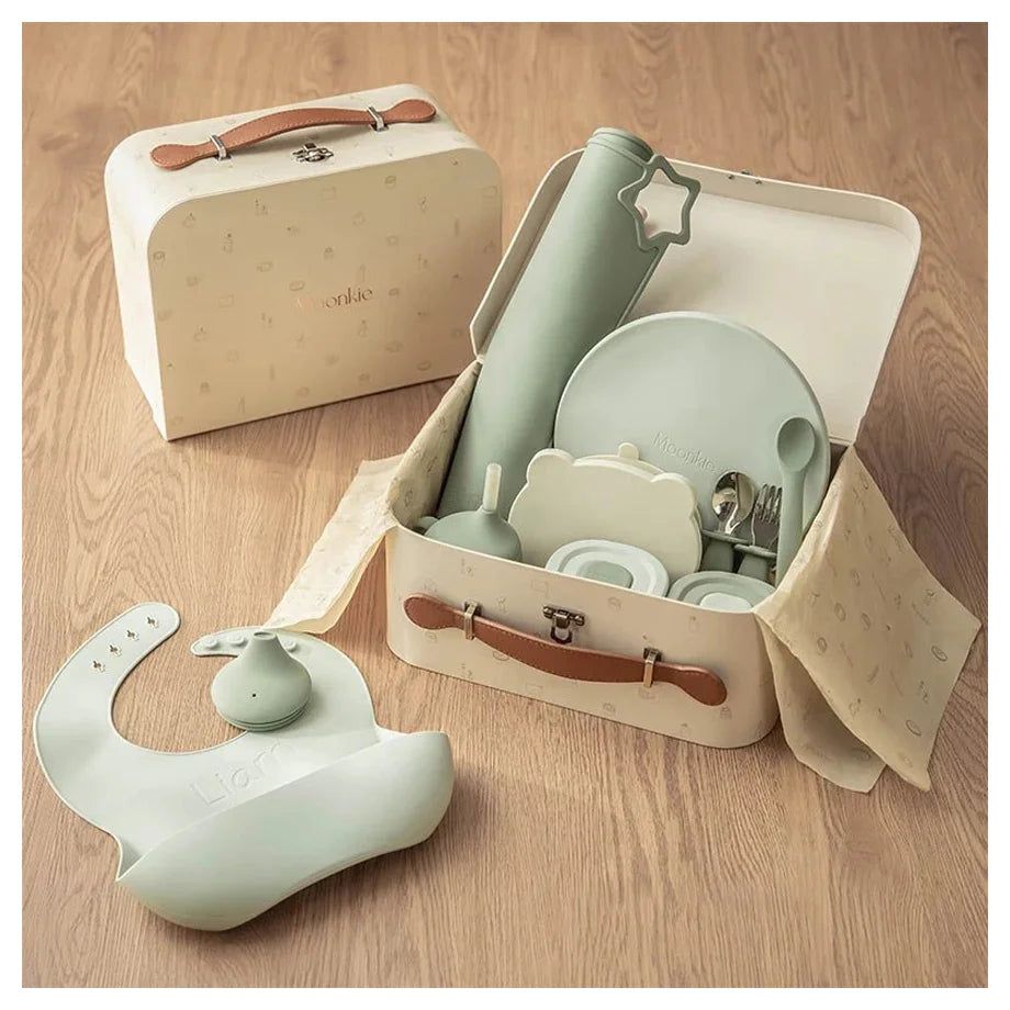 Moonkie Luxe First Bites Gift Set (Sage/Mint)