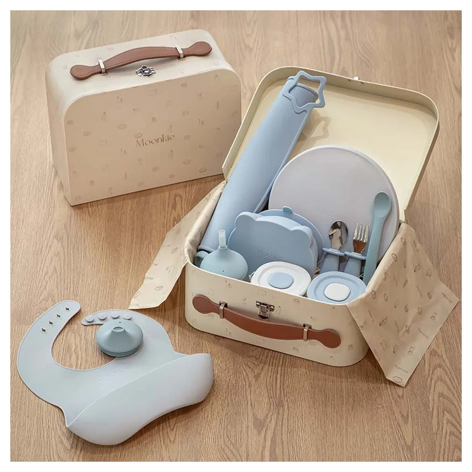 Moonkie Luxe First Bites Gift Set (Ether/Sky Blue)