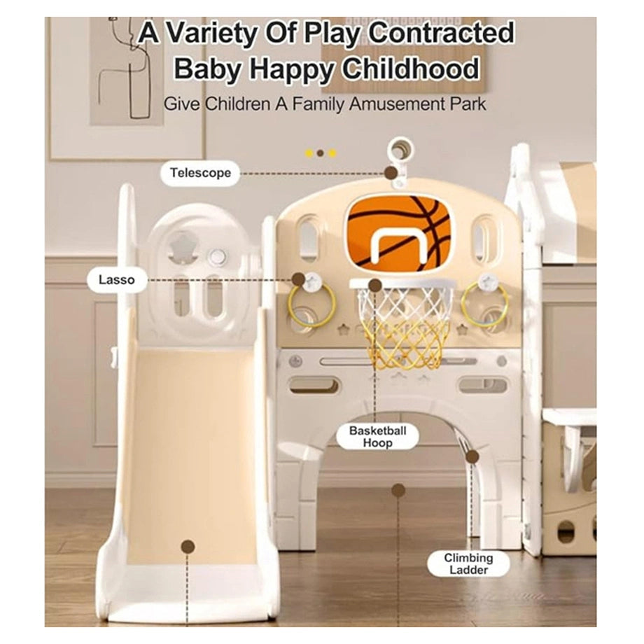Little Angel Kids Playhouse With Slide (Coffee)