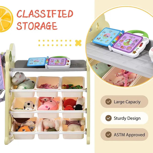 Little Angel Toys Organizer Cabinet With 9 Bins & Hook (Green)