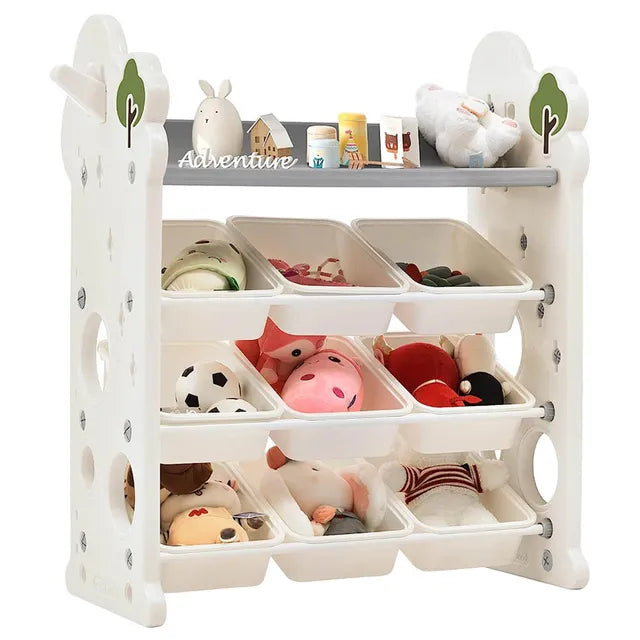 Little Angel Toys Organizer Cabinet With 9 Bins & Hook (White)