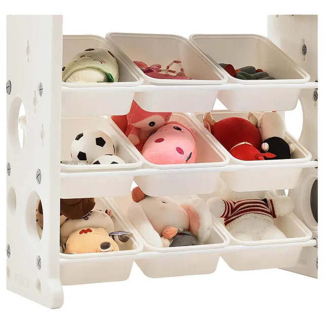 Little Angel Toys Organizer Cabinet With 9 Bins & Hook (White)