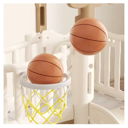 Little Angel Kids Slide, Climber & Basketball Hoop (Coffee)