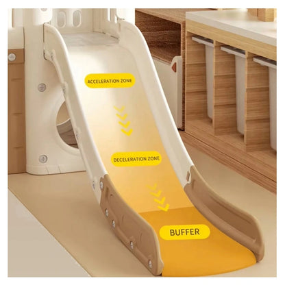 Little Angel Kids Slide, Climber & Basketball Hoop (Coffee)