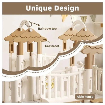 Little Angel Kids Playset And Activity Centre With Slide ,Hoop And Climber (Coffee)