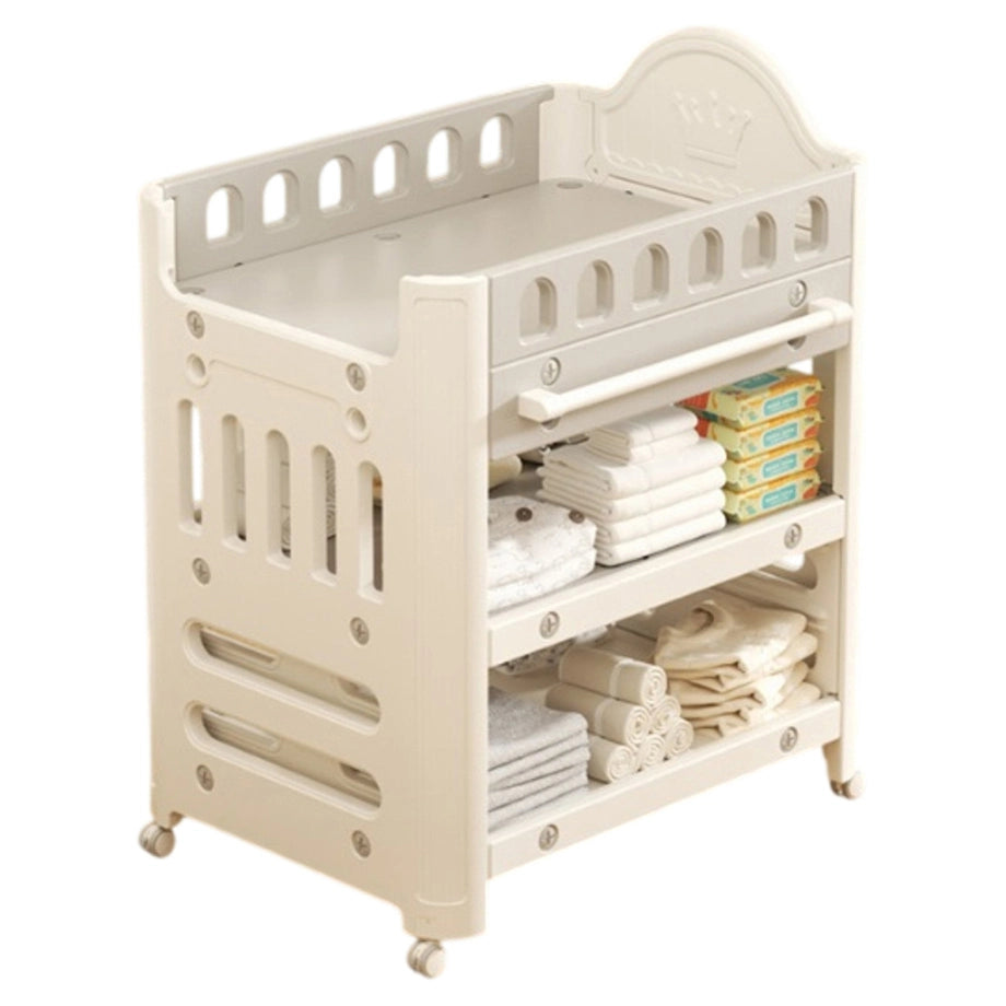 Baby Diaper Changing Table With Wheels Nursery Storage Organizer Drawers (Grey)