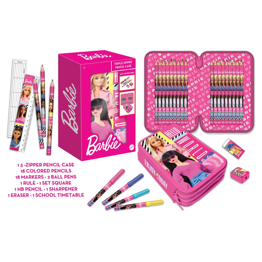 Barbie 3 Zippers Pencil Case