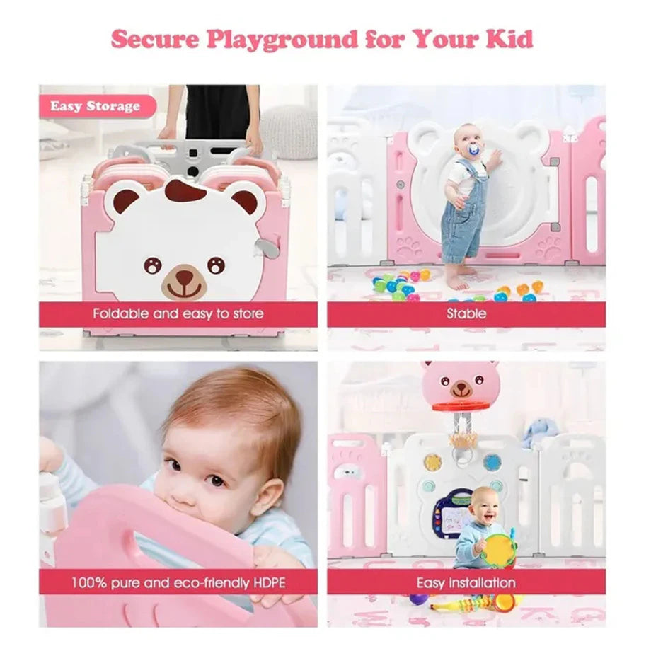 Little Angel Kids Playpen (Pink) - 163 x 163 x 65 cm