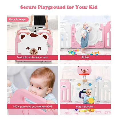 Little Angel Kids Playpen (Pink) - 163 x 163 x 65 cm