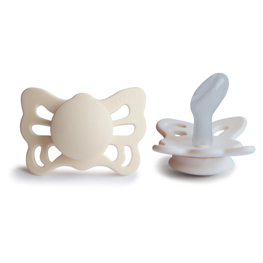 FRIGG Butterfly Anatomical Silicone Baby Pacifier Size 1 (0–6 Months) 1-Pack (Cream)