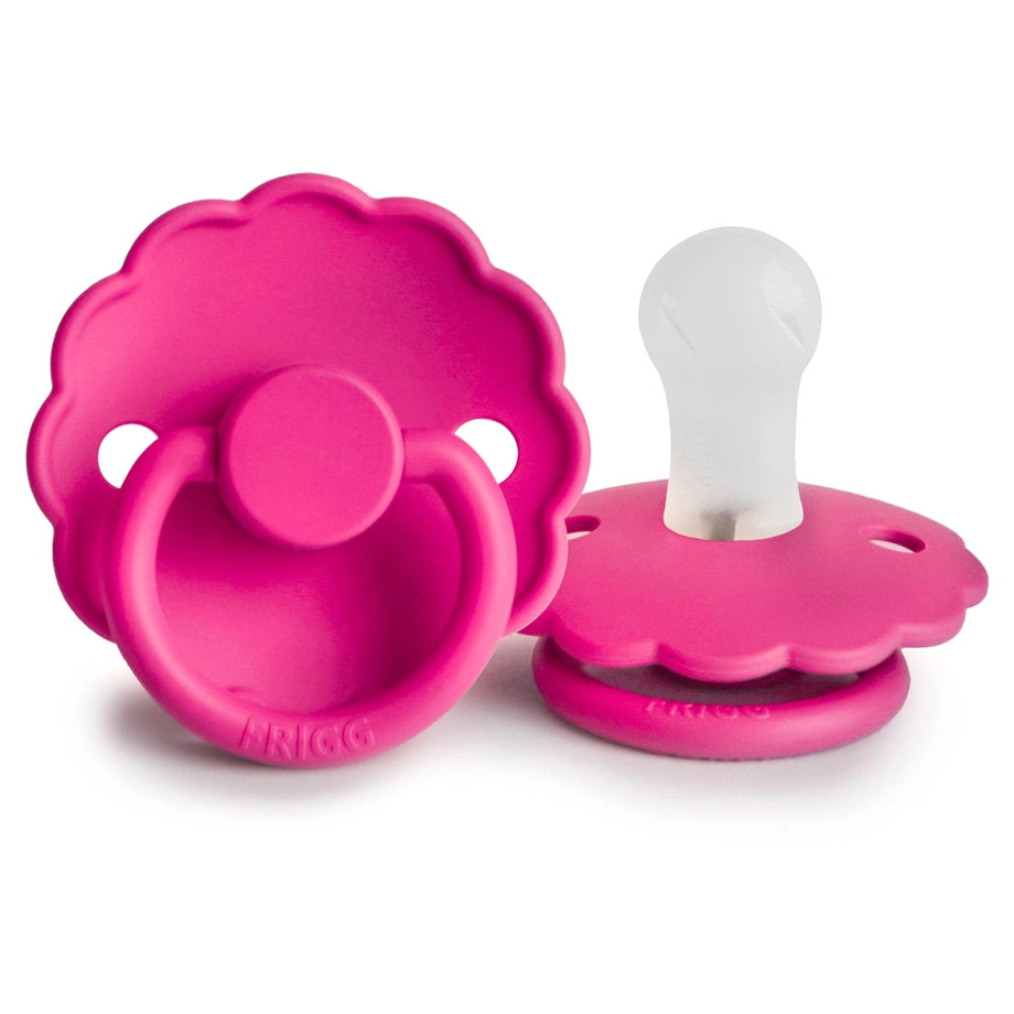 FRIGG Daisy Latex Baby Pacifier Size 1 (0–6 Months) 1-Pack (Fuchsia)