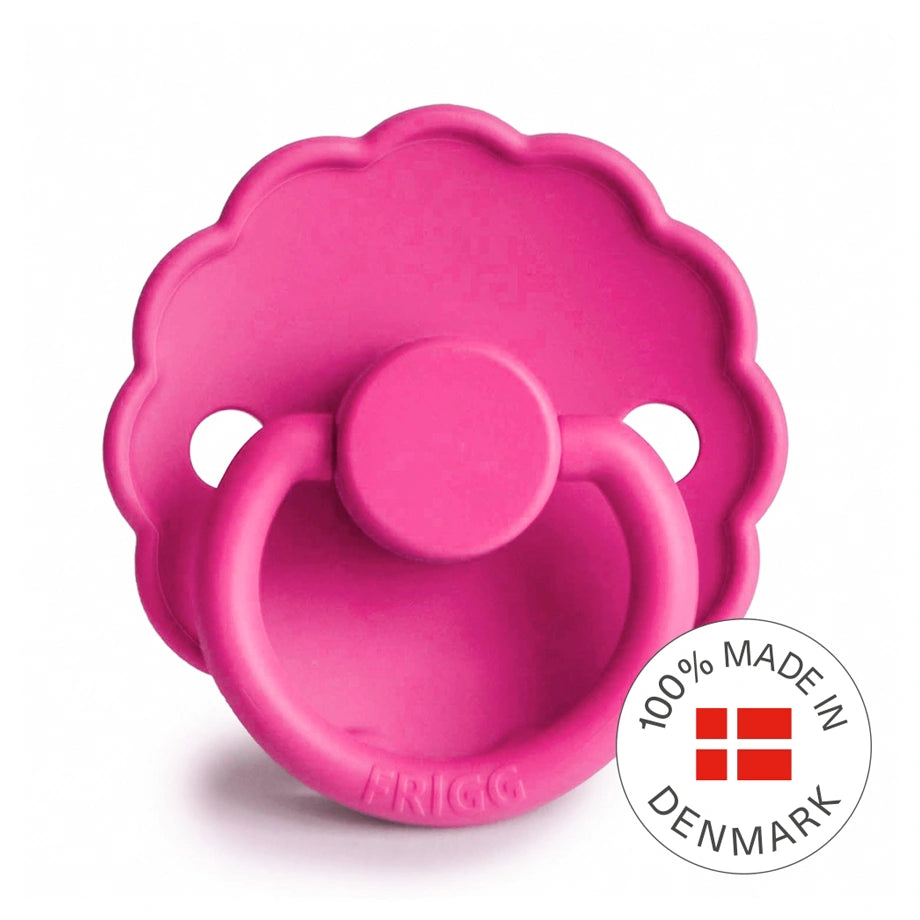 FRIGG Daisy Latex Baby Pacifier Size 1 (0–6 Months) 1-Pack (Fuchsia)